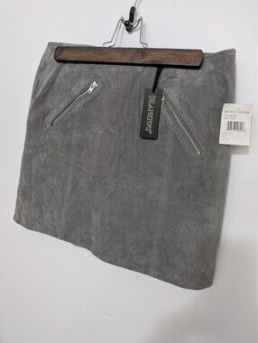 New Blanknyc Suede 27 Mini Skirt Grey Genuine Leather Nordstrom Zippers Fitted